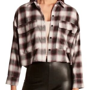 Abercrombie & Fitch Women's Shirt Cropped Button Down Plaid Flannel Size M